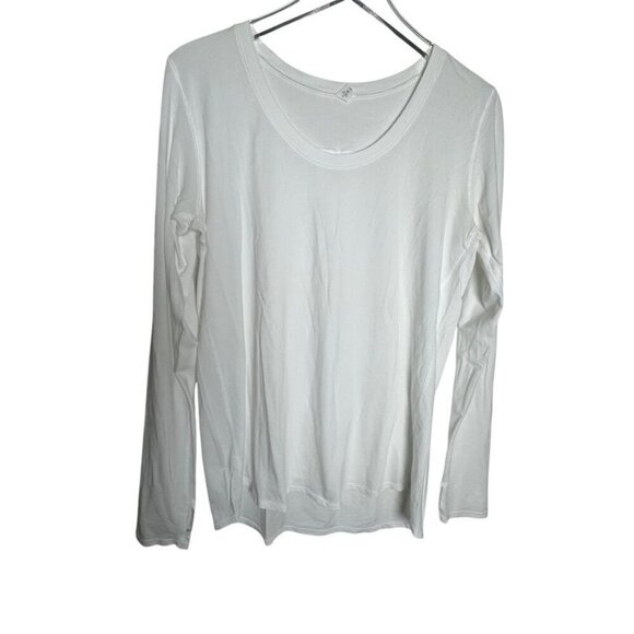 Lululemon Yogi Everyday Long Sleeve womens tee white scoop neck size 10 - Picture 1 of 6